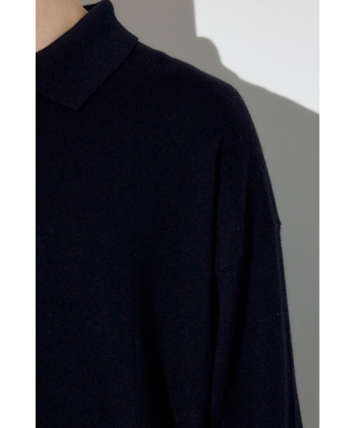 AZUL by moussy(アズールバイマウジー)の「カシミヤミックスポロカラーニットトップス(ニット/セーター・メンズ・ブラック/ネイビー/杢グレー・LARGE/MEDIUM)」の12枚目の写真