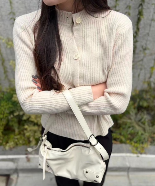 mebole(メボレ)の「Cross Waist Slim Knit Top(ニット/セーター・レディース・アイボリー/グレー・FREE)」の16枚目の写真