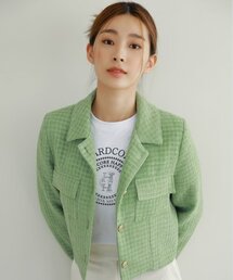 HARDCORE HAPPINESS（ハードコアハピネス）の「ツイードショートジャケットイエローグリーン（その他アウター）」