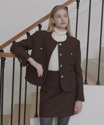 NONLOCAL（ノンローカル）の「Jane Tweed Goldish Jacket - Brown（テーラードジャケット）」