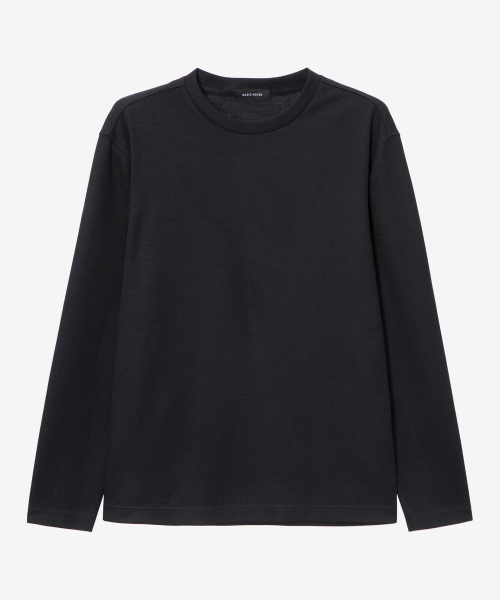 BASIC HOUSE(ベーシックハウス)の「ニットライクラウンドネック長袖TシャツブラックLZTS6105(Tシャツ/カットソー・メンズ・ブラック・FREE)」の11枚目の写真