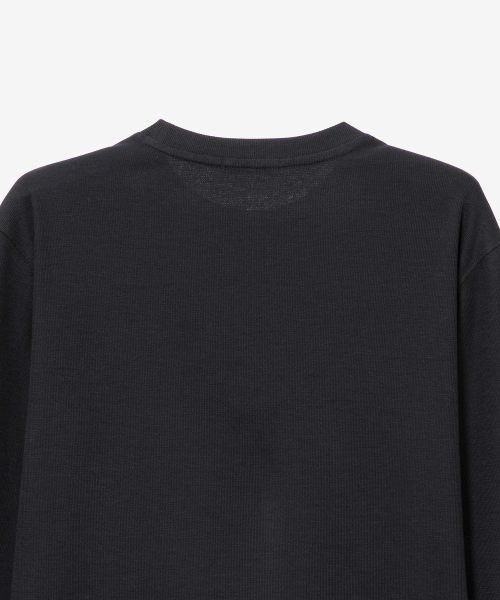 BASIC HOUSE(ベーシックハウス)の「ニットライクラウンドネック長袖TシャツブラックLZTS6105(Tシャツ/カットソー・メンズ・ブラック・FREE)」の14枚目の写真