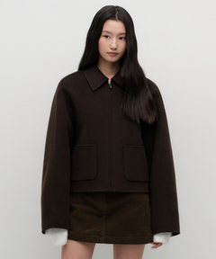 cation melange stand collar tielocken long coat / カチオンメランジ