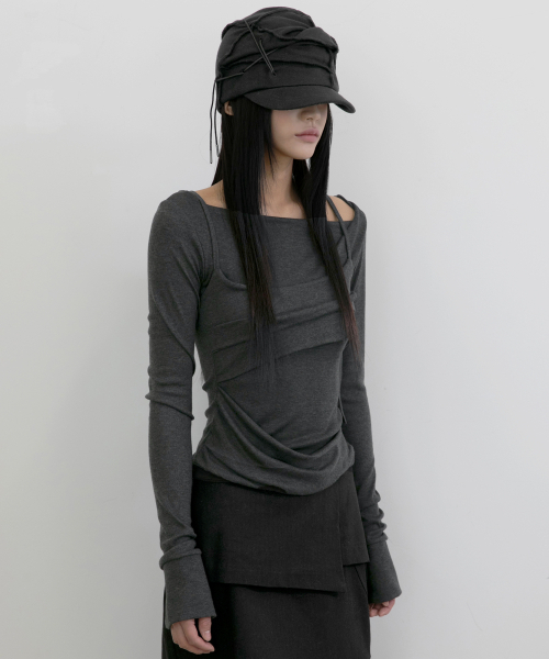 FLAREUP（フレアアップ）の「Layered Bustier Long Sleeve (FL-105_Charcoal)（Tシャツ/カットソー・レディース・チャコール/チャコールグレー・OS）」の3枚目の写真