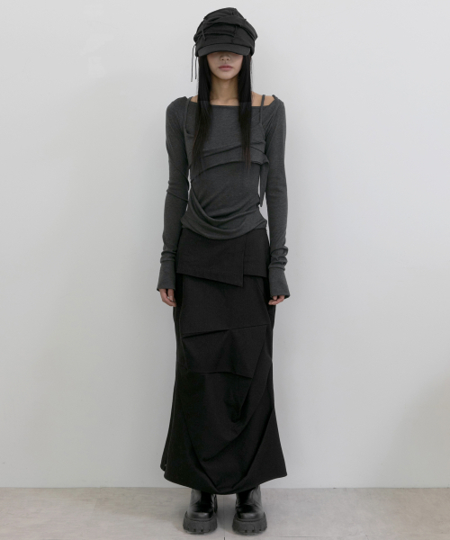 FLAREUP（フレアアップ）の「Layered Bustier Long Sleeve (FL-105_Charcoal)（Tシャツ/カットソー・レディース・チャコール/チャコールグレー・OS）」の4枚目の写真