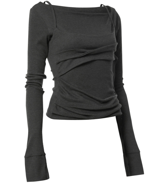FLAREUP（フレアアップ）の「Layered Bustier Long Sleeve (FL-105_Charcoal)（Tシャツ/カットソー・レディース・チャコール/チャコールグレー・OS）」の6枚目の写真