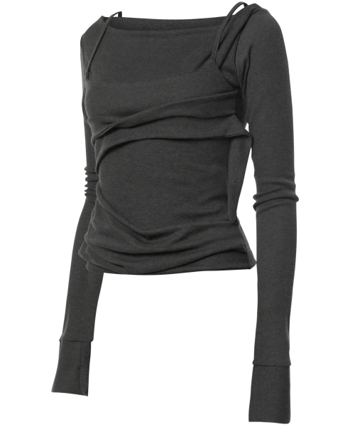 FLAREUP（フレアアップ）の「Layered Bustier Long Sleeve (FL-105_Charcoal)（Tシャツ/カットソー・レディース・チャコール/チャコールグレー・OS）」の7枚目の写真