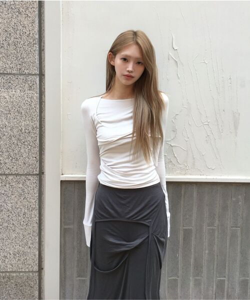 FLAREUP（フレアアップ）の「Layered Bustier Long Sleeve (FL-105_Charcoal)（Tシャツ/カットソー・レディース・チャコール/チャコールグレー・OS）」の12枚目の写真
