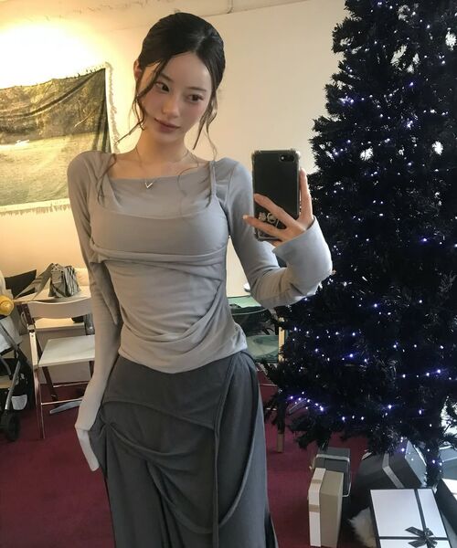 FLAREUP（フレアアップ）の「Layered Bustier Long Sleeve (FL-105_Charcoal)（Tシャツ/カットソー・レディース・チャコール/チャコールグレー・OS）」の21枚目の写真