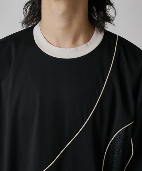 Lui's(ルイス)の「【SURJENT】パイピングメッシュビッグTシャツ(Tシャツ/カットソー・メンズ・バーガンディー/ブラック・2/1)」の9枚目の写真