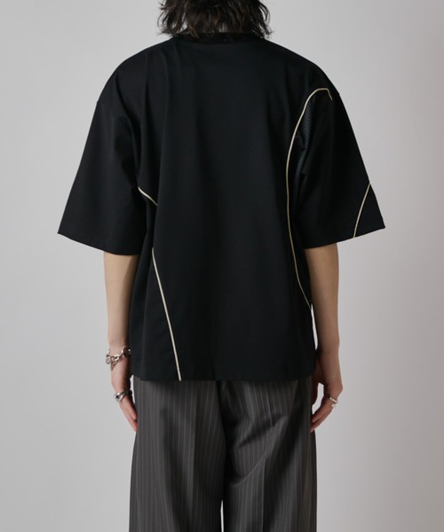 Lui's(ルイス)の「【SURJENT】パイピングメッシュビッグTシャツ(Tシャツ/カットソー・メンズ・バーガンディー/ブラック・2/1)」の5枚目の写真
