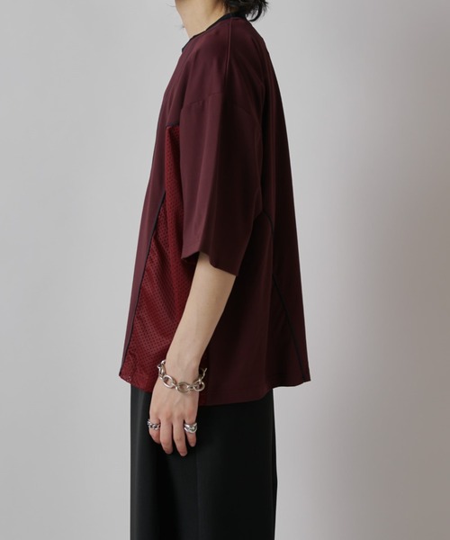 Lui's(ルイス)の「【SURJENT】パイピングメッシュビッグTシャツ(Tシャツ/カットソー・メンズ・バーガンディー/ブラック・2/1)」の15枚目の写真