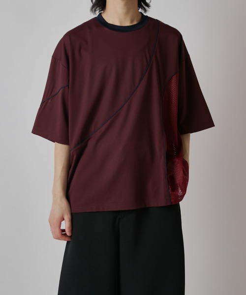 Lui's(ルイス)の「【SURJENT】パイピングメッシュビッグTシャツ(Tシャツ/カットソー・メンズ・バーガンディー/ブラック・2/1)」の13枚目の写真