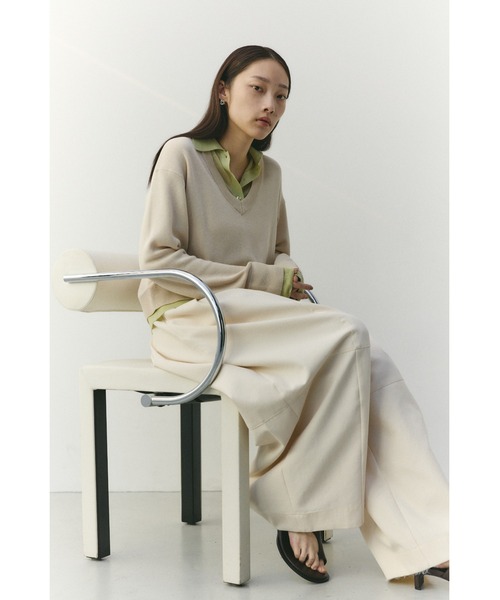 STYLEMIXER（スタイルミキサー）の「レイヤードポロニットトップ（ニット/セーター・レディース・ライトベージュ/ネイビー/グレー・FREE）」の11枚目の写真