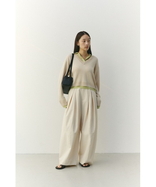 STYLEMIXER（スタイルミキサー）の「レイヤードポロニットトップ（ニット/セーター・レディース・ライトベージュ/ネイビー/グレー・FREE）」の13枚目の写真