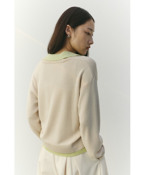 STYLEMIXER（スタイルミキサー）の「レイヤードポロニットトップ（ニット/セーター・レディース・ライトベージュ/ネイビー/グレー・FREE）」の16枚目の写真
