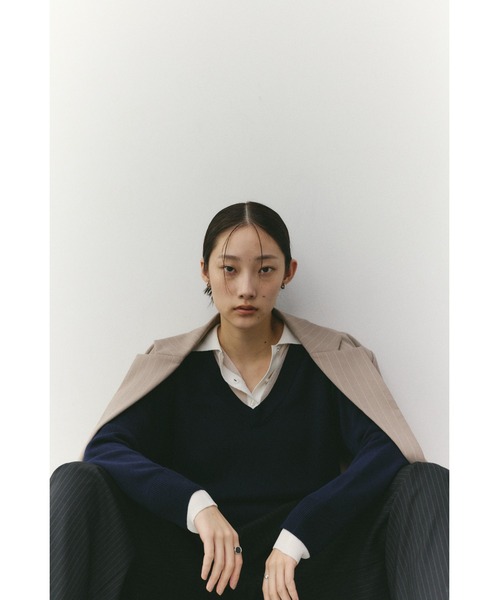 STYLEMIXER（スタイルミキサー）の「レイヤードポロニットトップ（ニット/セーター・レディース・ライトベージュ/ネイビー/グレー・FREE）」の20枚目の写真