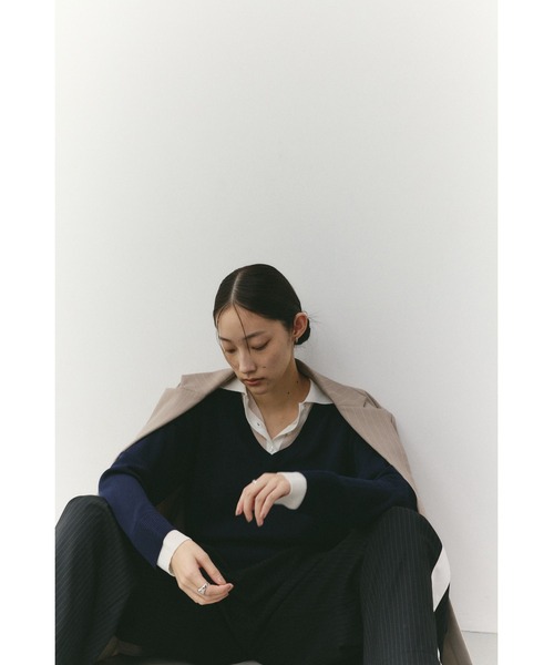 STYLEMIXER（スタイルミキサー）の「レイヤードポロニットトップ（ニット/セーター・レディース・ライトベージュ/ネイビー/グレー・FREE）」の21枚目の写真