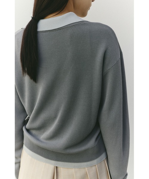 STYLEMIXER（スタイルミキサー）の「レイヤードポロニットトップ（ニット/セーター・レディース・ライトベージュ/ネイビー/グレー・FREE）」の6枚目の写真