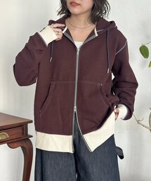 CPCM | ワッフルリブ配色ジップパーカー(パーカー)