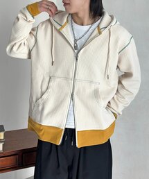 CPCM | ワッフルリブ配色ジップパーカー(パーカー)
