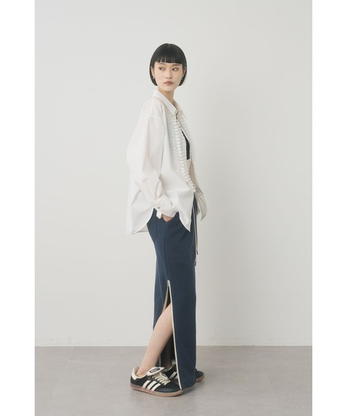 Limue(リミュ)の「フロントフリルディテールシャツ(シャツ/ブラウス・レディース・ピンク/ストライプ/オフホワイト・FREE)」の11枚目の写真