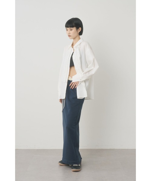 Limue(リミュ)の「フロントフリルディテールシャツ(シャツ/ブラウス・レディース・ピンク/ストライプ/オフホワイト・FREE)」の9枚目の写真