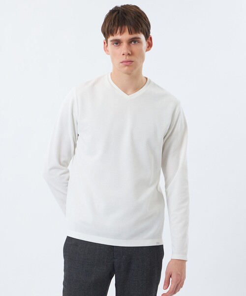 MACKINTOSH PHILOSOPHY（ﾏｯｷﾝﾄｯｼｭ ﾌｨﾛｿﾌｨｰ）の「VネックロンT ストレッチミラノリブ（Tシャツ/カットソー・メンズ・ライトブルー/ホワイト/ブラック/グレー系その他・38/40）」の2枚目の写真