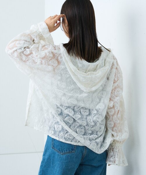 CIAOPANIC TYPY(チャオパニックティピー)の「【india】レースシアーフードブラウス(シャツ/ブラウス・レディース・サックスブルー/ブラック/ホワイト・ONE SIZE)」の6枚目の写真