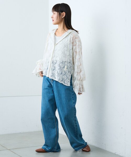 CIAOPANIC TYPY(チャオパニックティピー)の「【india】レースシアーフードブラウス(シャツ/ブラウス・レディース・サックスブルー/ブラック/ホワイト・ONE SIZE)」の10枚目の写真