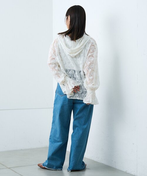 CIAOPANIC TYPY(チャオパニックティピー)の「【india】レースシアーフードブラウス(シャツ/ブラウス・レディース・サックスブルー/ブラック/ホワイト・ONE SIZE)」の11枚目の写真