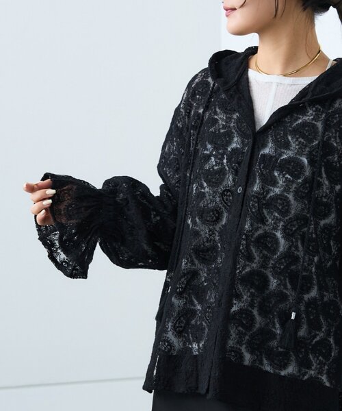 CIAOPANIC TYPY(チャオパニックティピー)の「【india】レースシアーフードブラウス(シャツ/ブラウス・レディース・サックスブルー/ブラック/ホワイト・ONE SIZE)」の13枚目の写真