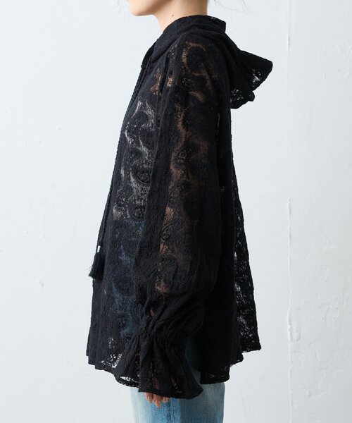 CIAOPANIC TYPY(チャオパニックティピー)の「【india】レースシアーフードブラウス(シャツ/ブラウス・レディース・サックスブルー/ブラック/ホワイト・ONE SIZE)」の18枚目の写真