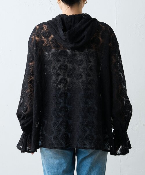 CIAOPANIC TYPY(チャオパニックティピー)の「【india】レースシアーフードブラウス(シャツ/ブラウス・レディース・サックスブルー/ブラック/ホワイト・ONE SIZE)」の19枚目の写真