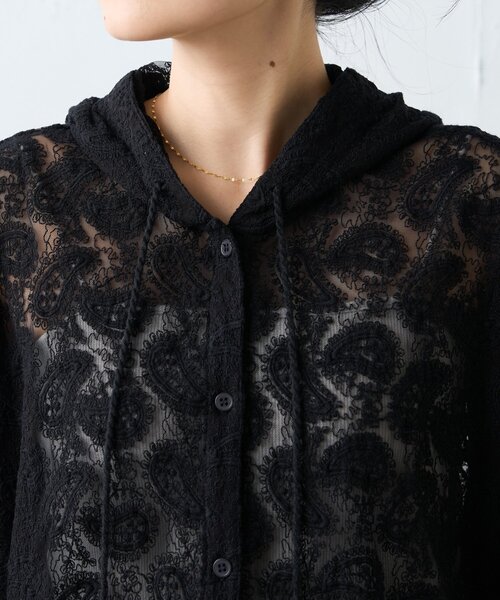 CIAOPANIC TYPY(チャオパニックティピー)の「【india】レースシアーフードブラウス(シャツ/ブラウス・レディース・サックスブルー/ブラック/ホワイト・ONE SIZE)」の21枚目の写真