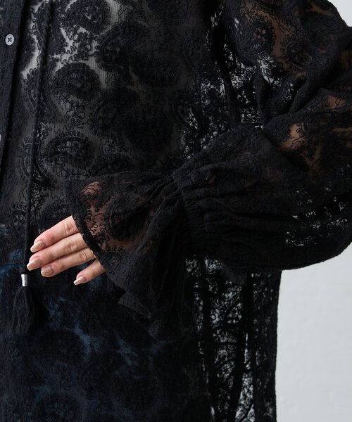 CIAOPANIC TYPY(チャオパニックティピー)の「【india】レースシアーフードブラウス(シャツ/ブラウス・レディース・サックスブルー/ブラック/ホワイト・ONE SIZE)」の22枚目の写真