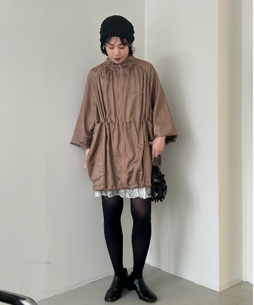 Henon.（ヘノン）の「GATHERING OVER COAT（ブルゾン・レディース・ライトブラウン/ブラック・F）」の22枚目の写真