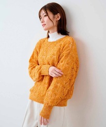 【2枚セット】IEDIT ハイネックカットソーとデザイン柄の透かし編みニットセット