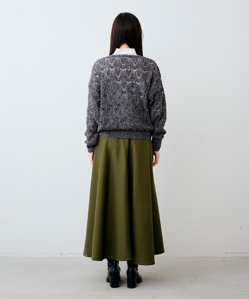 IEDIT(イディット)の「【2枚セット】IEDIT ハイネックカットソーとデザイン柄の透かし編みニットセット(ニット/セーター・レディース・コバルトブルー/グレー/オレンジ・LL/L/M/S/3L)」の5枚目の写真