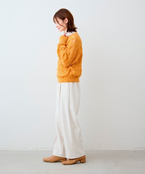 IEDIT(イディット)の「【2枚セット】IEDIT ハイネックカットソーとデザイン柄の透かし編みニットセット(ニット/セーター・レディース・コバルトブルー/グレー/オレンジ・LL/L/M/S/3L)」の8枚目の写真