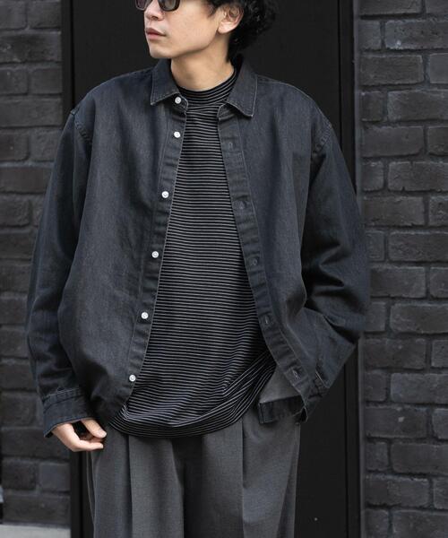 FORK&SPOON(フォークアンドスプーン)の「FORK&SPOON ペーパーデニムシャツ(シャツ/ブラウス・メンズ・ブラック/ブルー・4/5)」の1枚目の写真