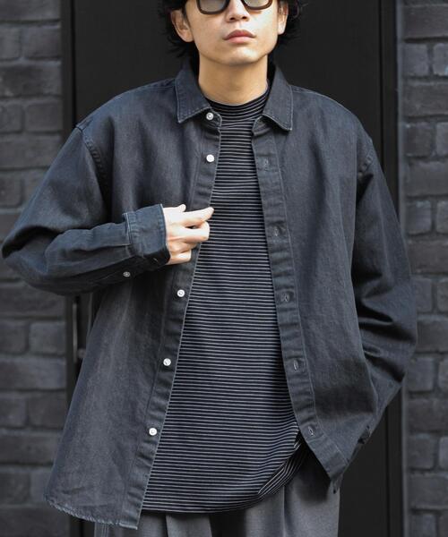 FORK&SPOON(フォークアンドスプーン)の「FORK&SPOON ペーパーデニムシャツ(シャツ/ブラウス・メンズ・ブラック/ブルー・4/5)」の6枚目の写真