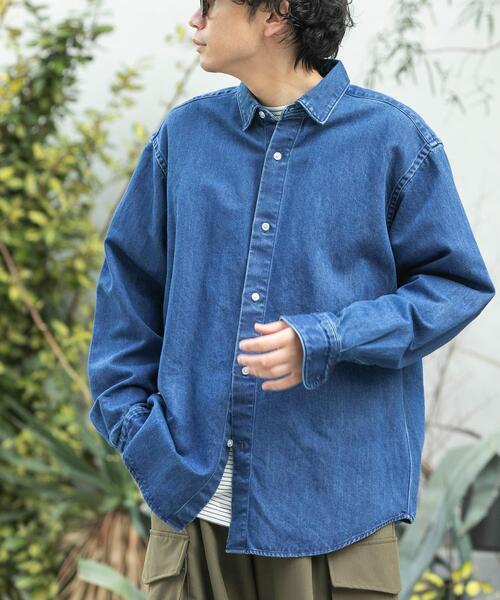 FORK&SPOON(フォークアンドスプーン)の「FORK&SPOON ペーパーデニムシャツ(シャツ/ブラウス・メンズ・ブラック/ブルー・4/5)」の10枚目の写真