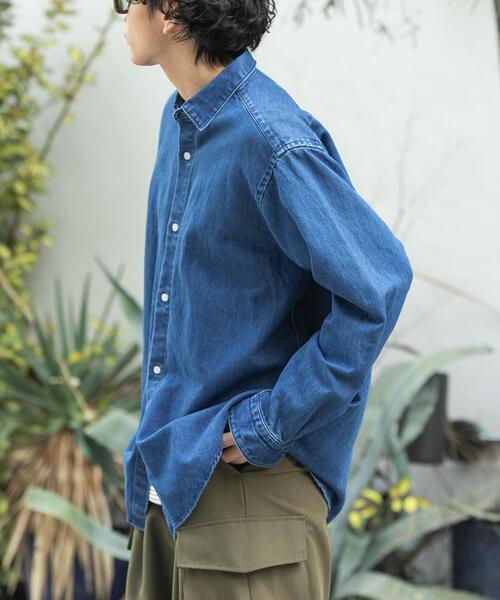FORK&SPOON(フォークアンドスプーン)の「FORK&SPOON ペーパーデニムシャツ(シャツ/ブラウス・メンズ・ブラック/ブルー・4/5)」の11枚目の写真