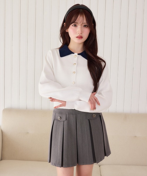 one after another NICE CLAUP(ワンアフターアナザーナイスクラップ)の「新色追加/【S/Mサイズ展開】金ボタンプリーツミニスカート(スカート・レディース・ブラック系その他/杢グレー/ベージュ系その他・SMALL/MEDIUM)」の16枚目の写真