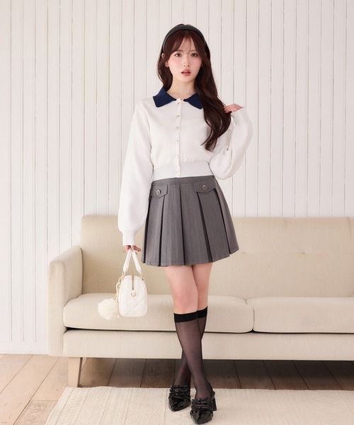 one after another NICE CLAUP(ワンアフターアナザーナイスクラップ)の「新色追加/【S/Mサイズ展開】金ボタンプリーツミニスカート(スカート・レディース・ブラック系その他/杢グレー/ベージュ系その他・SMALL/MEDIUM)」の12枚目の写真