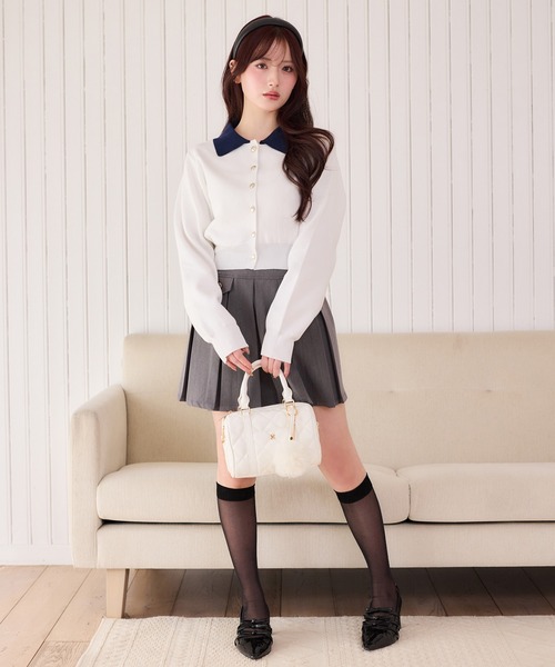 one after another NICE CLAUP(ワンアフターアナザーナイスクラップ)の「新色追加/【S/Mサイズ展開】金ボタンプリーツミニスカート(スカート・レディース・ブラック系その他/杢グレー/ベージュ系その他・SMALL/MEDIUM)」の13枚目の写真