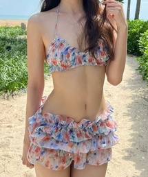 gossip!ロサンゼルス | 【Y2Kガーリー】レトロ スイート フリルスカート付き 3点セット水着(水着)