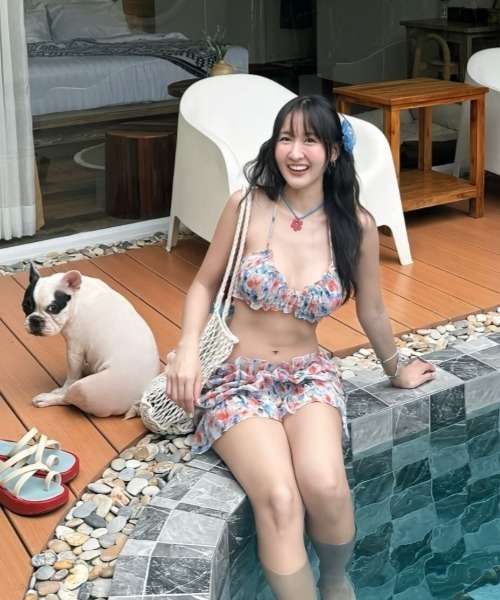 gossip!ロサンゼルス(ゴシップロサンゼルス)の「【Y2Kガーリー】レトロ スイート フリルスカート付き 3点セット水着(水着・レディース・ブルー/グリーン・FREE)」の5枚目の写真