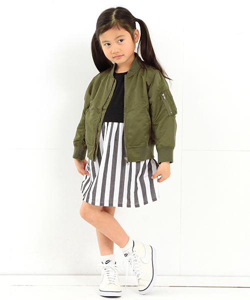 B:MING by BEAMS（ビーミングバイビームス）の「ビーミング by ビームス / カット×布帛ストライプワンピース（ワンピース・キッズ・トップグレー/ブラック/ホワイト・130/110/90/100/120/80）」の10枚目の写真